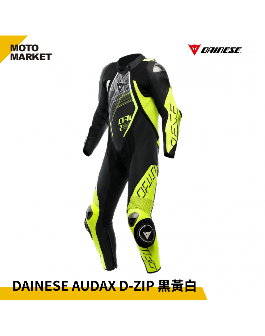 Dainese Audax D-Zip 1Pc Perf. Leather Black Fluorescent-Red